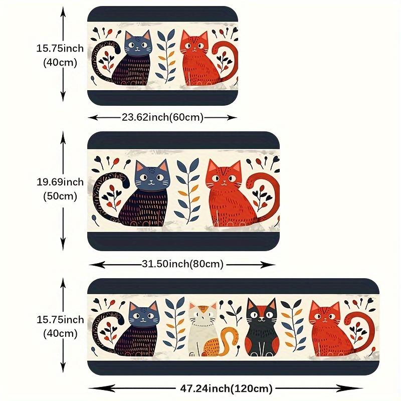 1Pcs  Cat Pattern Floor Mat Modern Kitchen Polyester Rug Non-Slip Colorful Indoor Carpet, For Home Bathroom Bedroom Living Room Decor