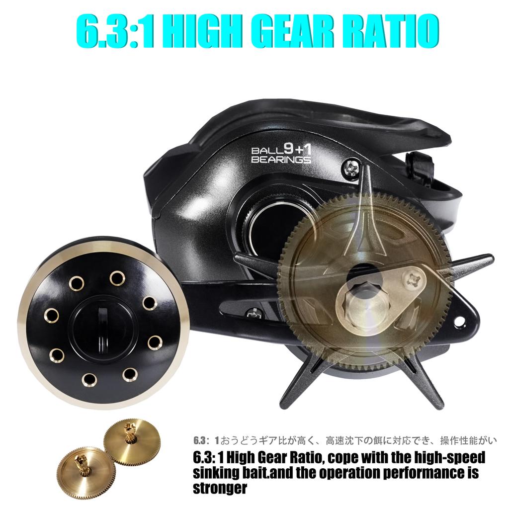 Novo Carretel de Baitcasting com Corpo em Fibra de Carbono Max Arraste 18kg 6.3:1 Engrenagem de Latão Pesca de Bagre de Água Salgada Pesca de Corrico Agite Lentamente Carretel Água do Mar