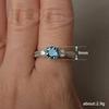 Anillos de Boda Minimalistas de Plata de Ley para Mujer Circonita Cúbica Azul Redonda Moda Femenina Simple Elegante