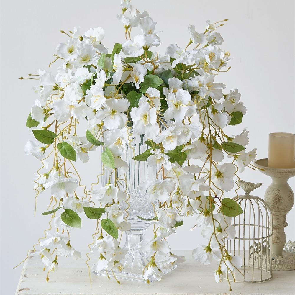 Malus Spectabilis Artificial Flower Vine 60cm Silk Fake Hanging Flower Lifelike Wall Hanging Artificial Hanging Rattan