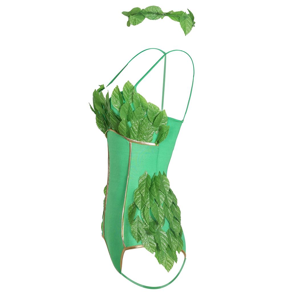 Female green forest onesie stage dress, tree demon costume, wizard of oz costume, halloween costume