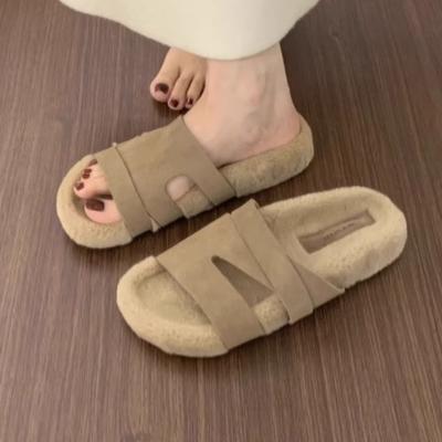 Zapatillas de Piel de Moda para Mujer Zapatos Deportivos Casuales Slingback Tendencia 2025 Nueva Moda Chanclas de Punta Abierta para Mujer Zapatillas Cómodas de Ante y Felpa Corta