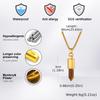 Vnox Tiger Eye Black Agate Bullet Pendant Necklace for Men, Gold Sliver Color Stainless Steel Box Chain Necklaces Jewelry Gifts