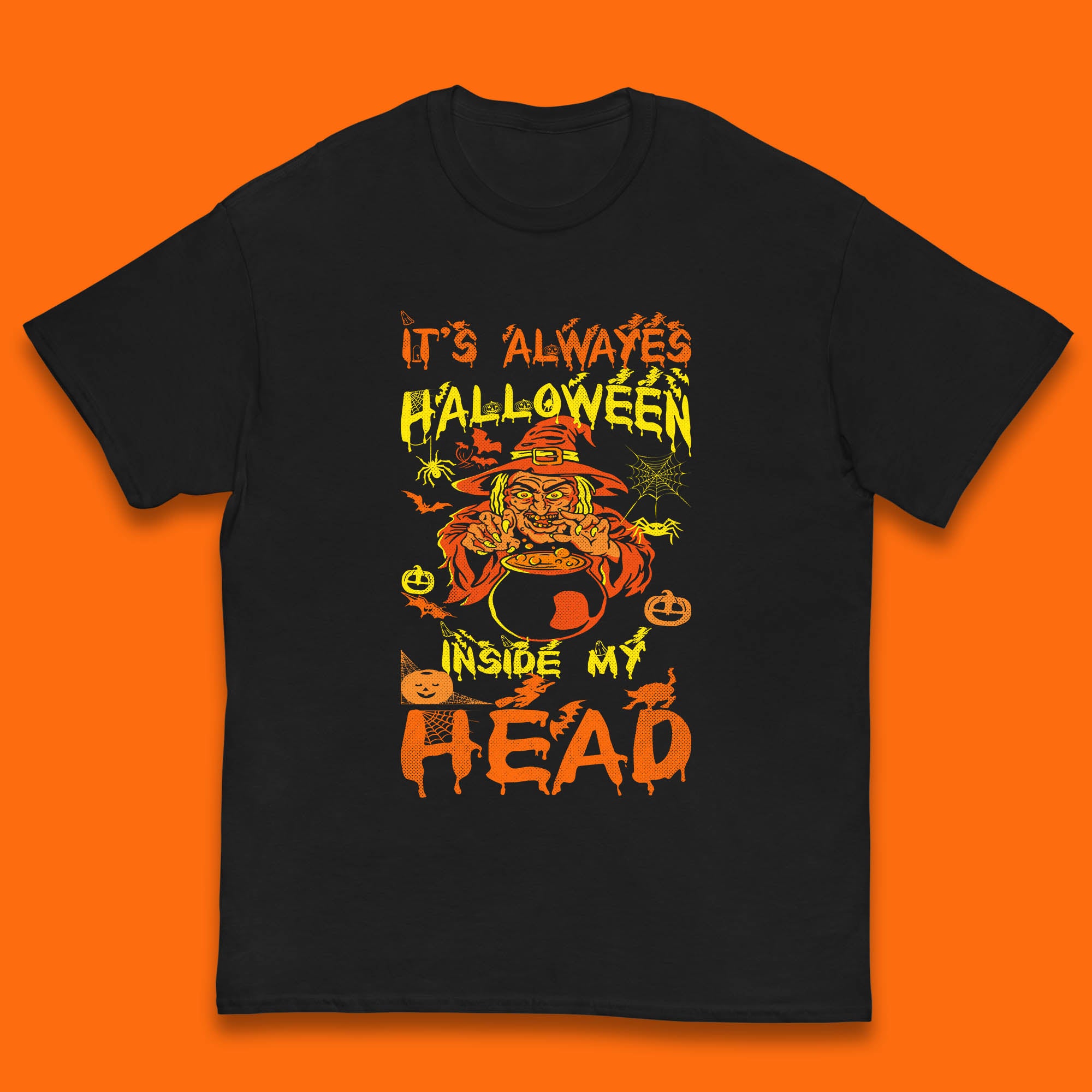 

It s Always Halloween Inside My Head Witch Cooking A Magic Potion In The Cauldron (Stew Pot) Halloween Kids T Shirt 120