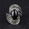 Elegant Artificial Gemstone Inlaid Vintage Party Finger Ring Women Jewelry Gift
