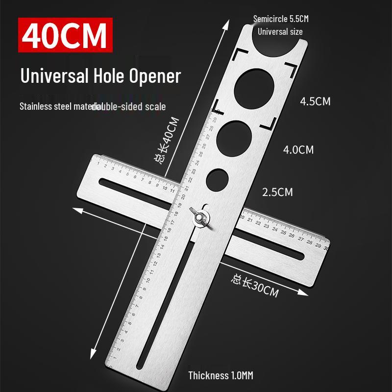 Adjustable Multifunction Tile Hole Locator and Ruler Tool