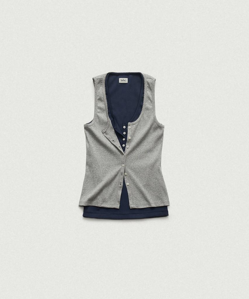 Deobanes Clara Button Layer Tank Top_Light Gray
