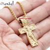 Gold Russian Orthodox St Saint Benedict Crucifix Cross Pendant Necklace Gift