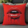 2D Dripping Red Lips Pillow Cover Sexy Glossy Lip Print Cushion Case For Sofa Couch Modern Gothic Home Decor Gift