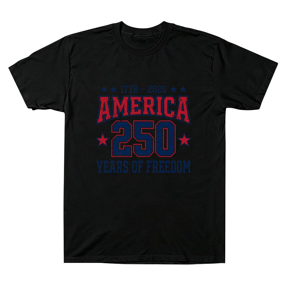 Freedom 250 T-shirt 2026-250 Years of Freedom Retro Graphic Print T Shirts Women Men O-neck Short Sleeve Cotton Tee XS чёрный
