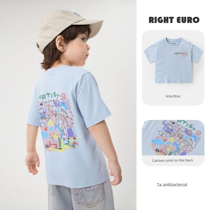 Boys' Cool Cotton Short-Sleeved T-Shirt Summer Half-Sleeved 2026 New Children's Clothing Baby Summer Thin Top