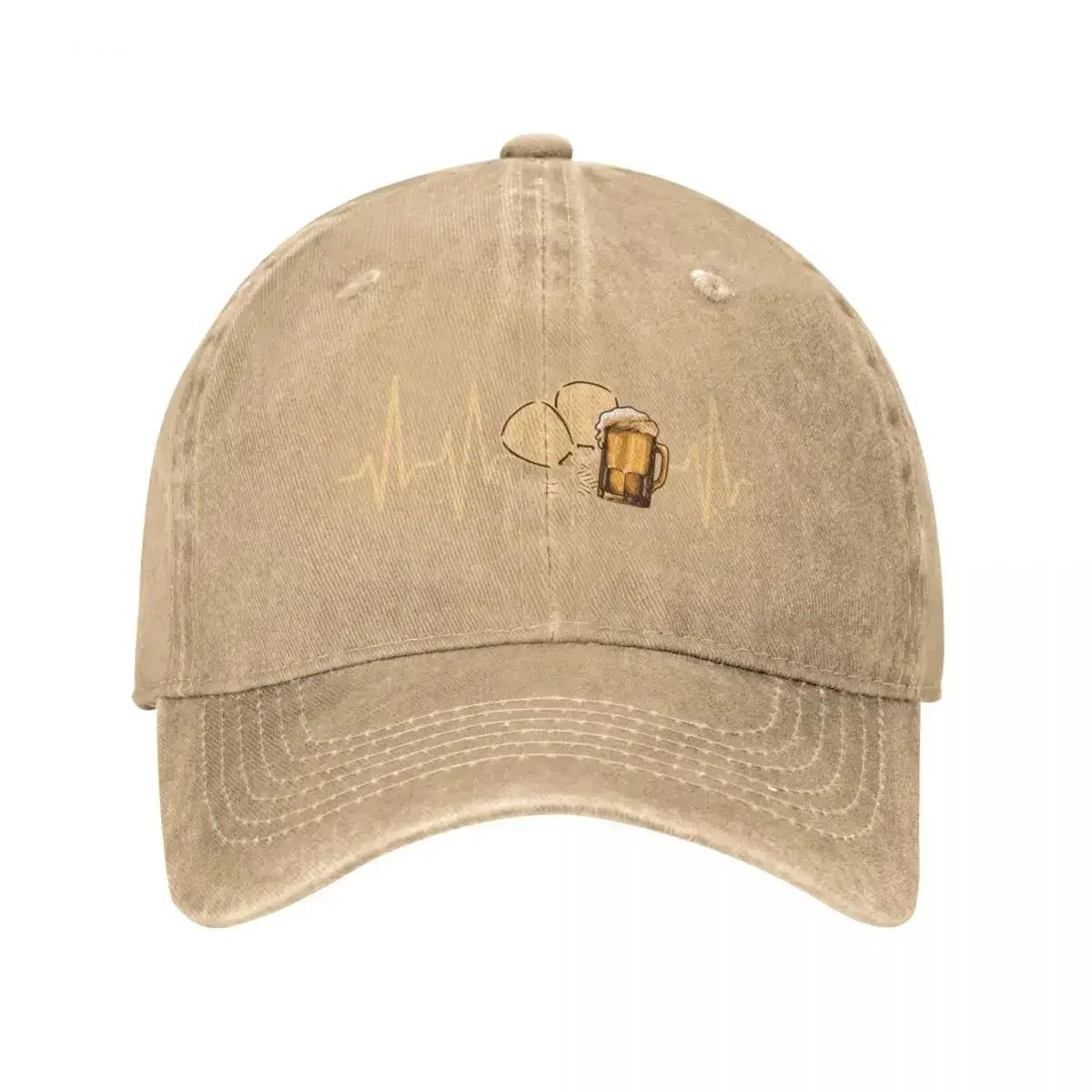 

Padel and Beer Heartbeat Funny Padel for beer lovers padel players Baseball Cap Designer Hat Beach Boy Cap WomenS