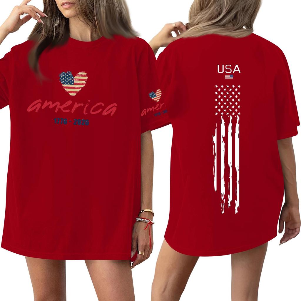Women's Casual Fashion Round Neck Casual Print Short Sleeve T-Shirt Top