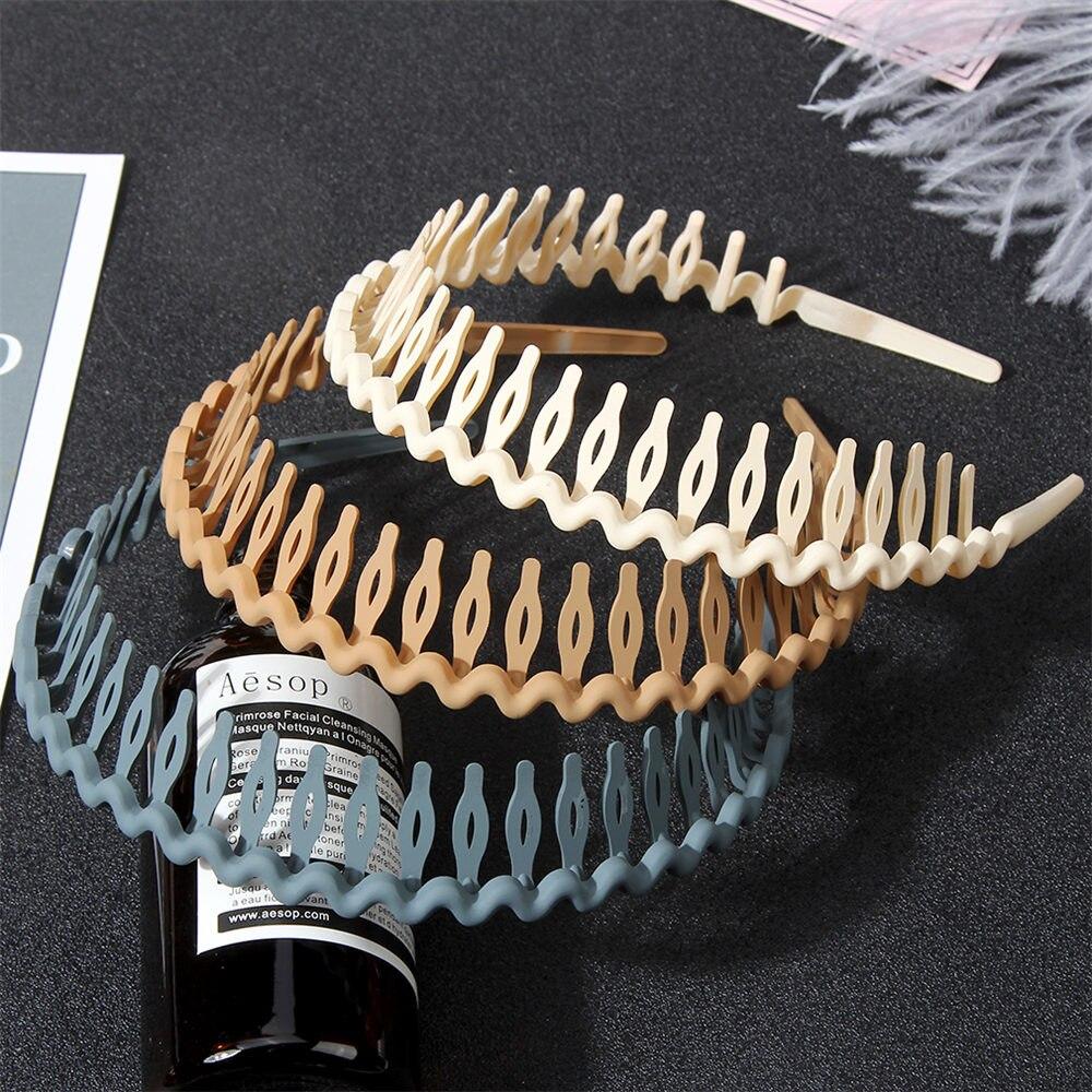 Simple Solid Color Wave Hair Comb Hairband Headband Hair Hoop Bezel with Teeth Hair Accessories for Women