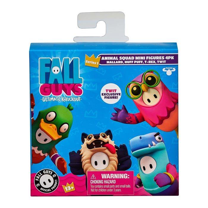 Miniature Figurines - Fall Guys 62578 - Pack of 4 - T-rex, Wolf, Mallard, Exclusive Owl - Multicolor Pvc