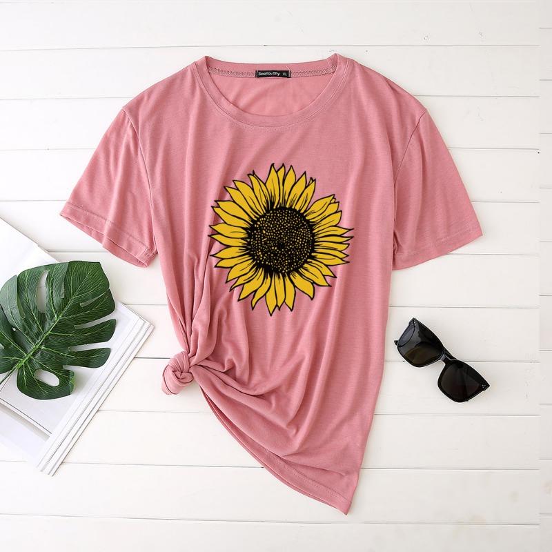 Sunflower Women's 3D Digital Printed Short Sleeved Pure Cotton T-shirt