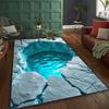 Flannel Printed Water Pool Rug 3D Illusion Design Soft Fleece Floor Mat Living Room Carpet Nature Inspired Decor Rugs