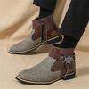 New Trend Designer Men's Pointed Mixed Patchwork Ankle Boots British Fashion Botas Casual Luxury High-top Punk Rock Shoes