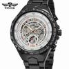 New Classic Luxury Brand Gold Skeleton Watch for Men Mechanical Watches Casual Stainless Steel Strap Vintage Wristwatches New