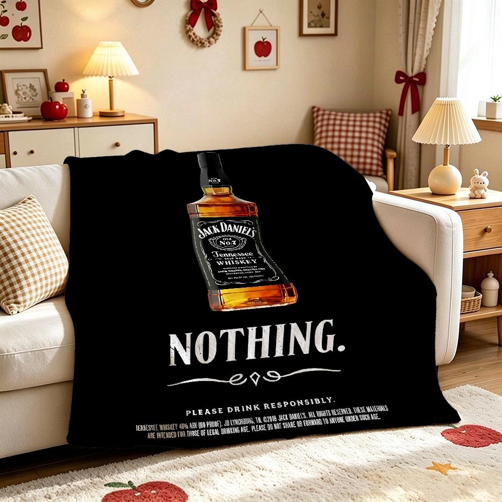 Classic Jack Daniel'S Tennessee Whiskey Flannel Printed Blanket Thick Warm Throw Blanket For Living Room Kids Room Party Decor Holiday Gift