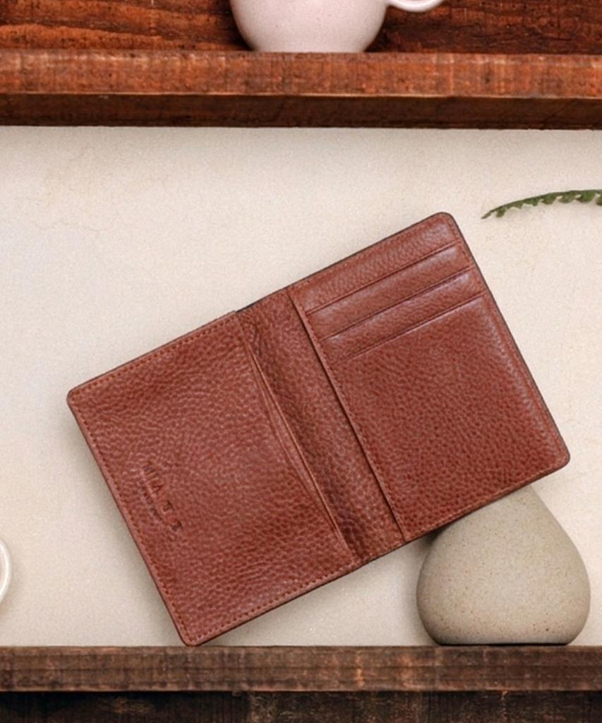 Matt Alpha Sand Italian Cowhide Business Card Holder Two-Tone Dark Brown