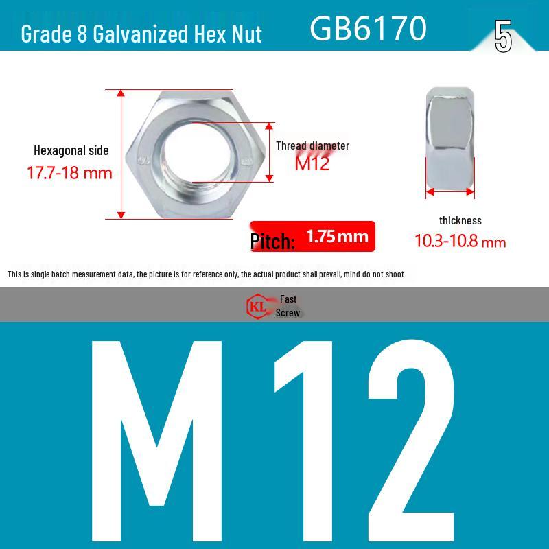 Galvanized Hex Nuts, Flat Washers, Spring Washers in M2-M48, Blue and White Zinc Coated