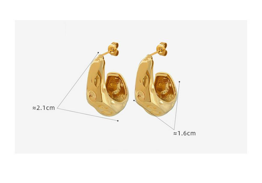 Elegant French Niche Brass C-Shaped Cheese Earrings - Non-fading, High Quality, Light Luxury