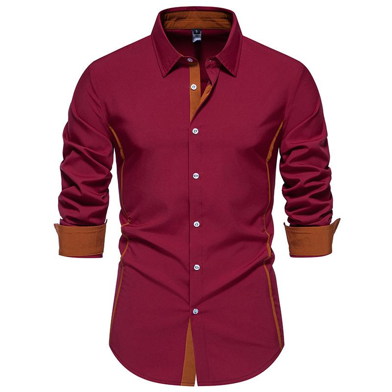 

Мужские рубашки Slim Fit Мужская рубашка Solid Длинный рукав Британский стиль Хлопок Мужская рубашка для офиса M