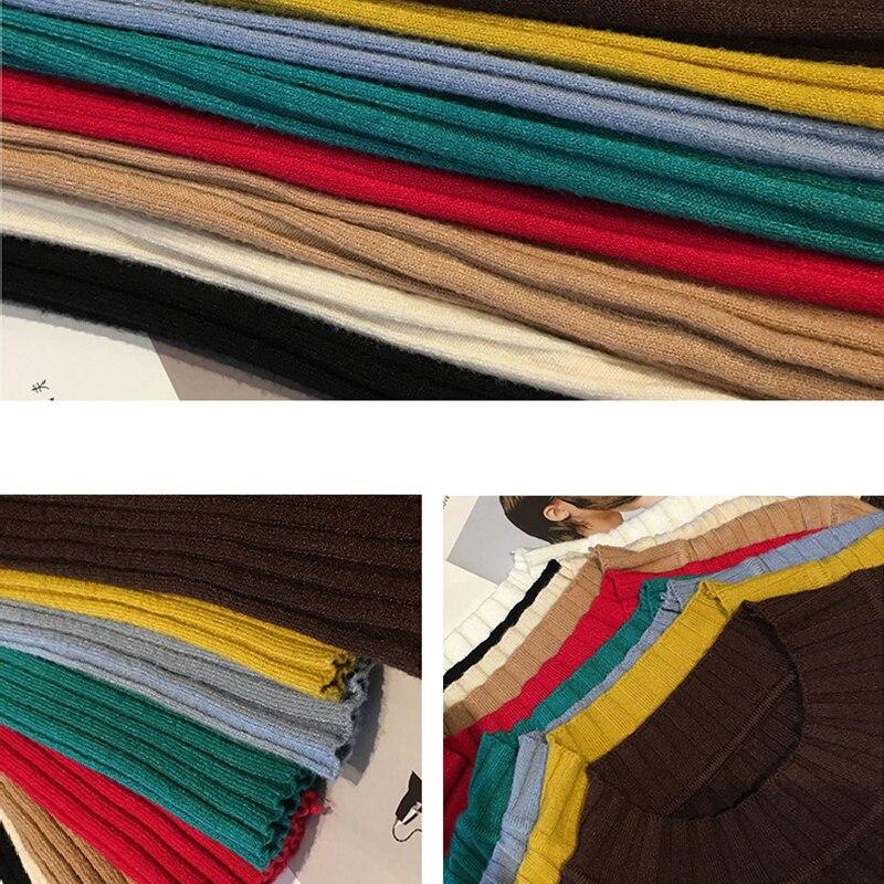 Vår Slank Basic Ensfarget Casual Base Dame Strikkegensere Koreansk Pullover Strikket Halv Erm Strikket Genser Dame