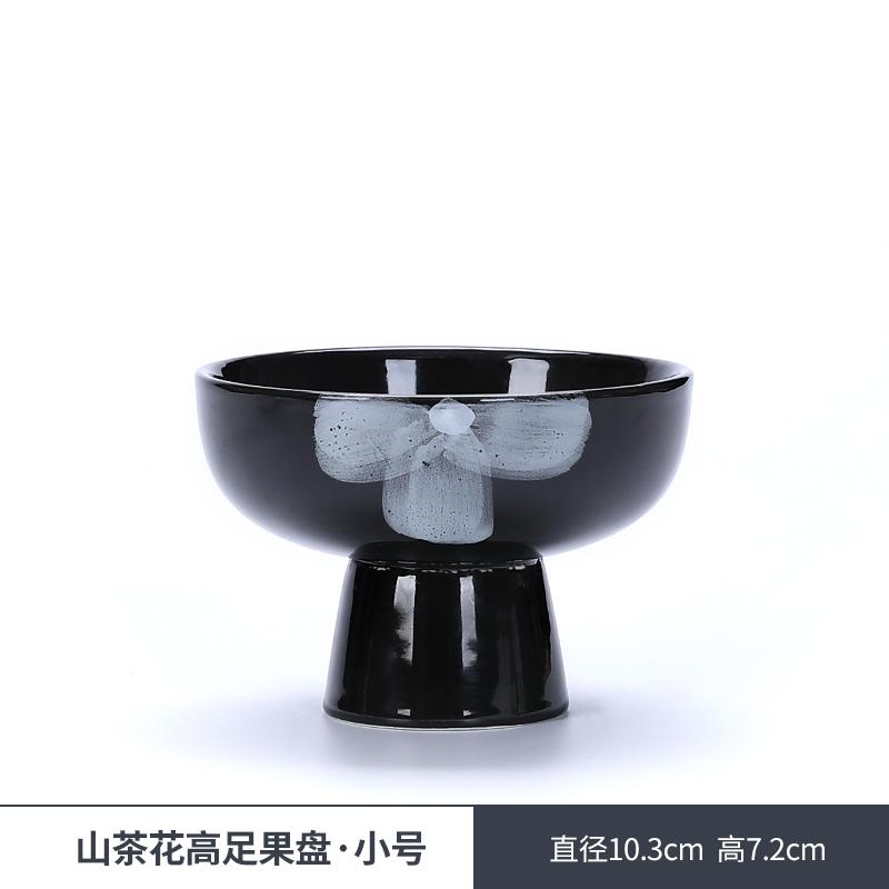 

Creative Black Bowl Mist Flower Dessert Bowl Small niche retro ice cream cups Home handmade art high footed ceramic tableware