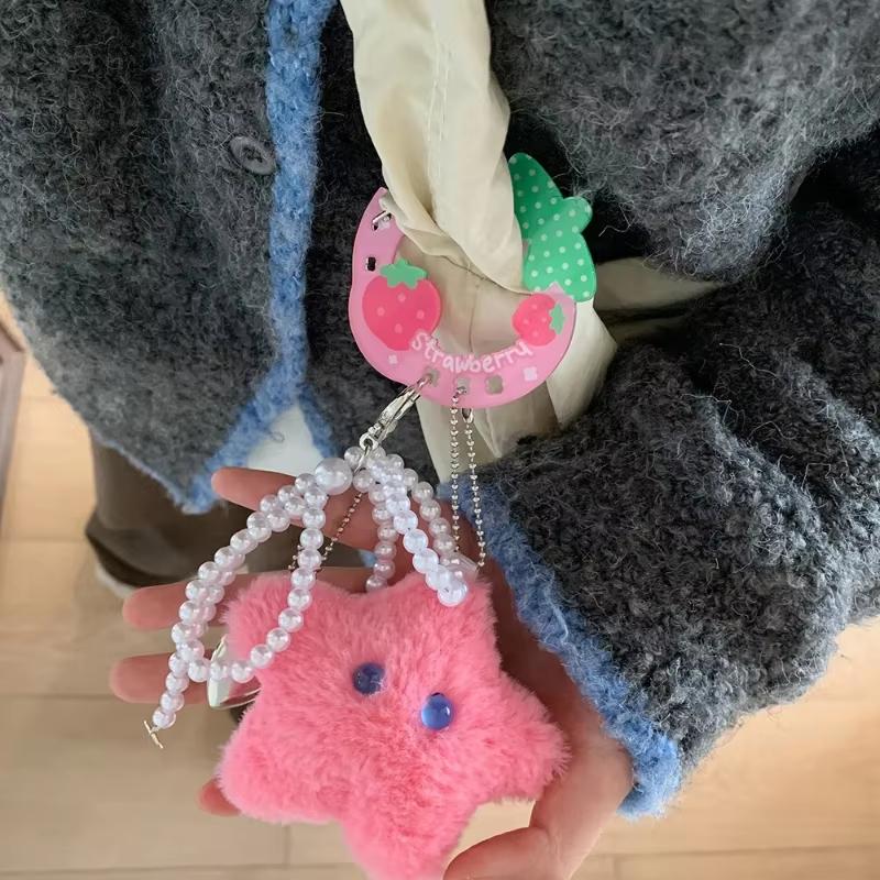 Kawaii Ins Style Acrylic Keychain Holder Cartoon Fruit Cupcake Star Shaped Bag Pendant Hook Cute Korean Style Key Hanging Decor