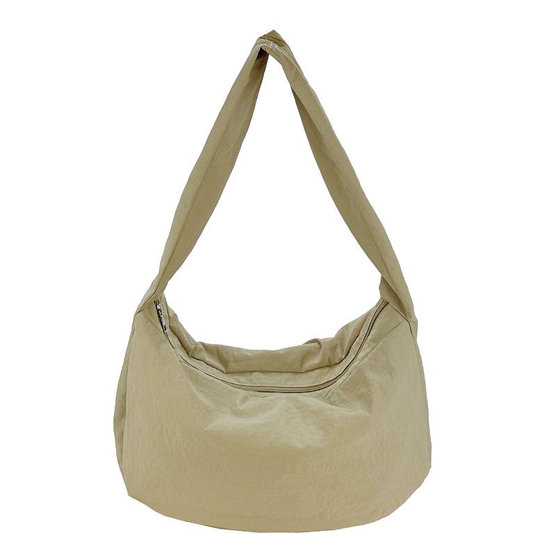 Japanese Minimalist Women's Large Capacity Shoulder Dumpling Bag - Solid Color Crossbody