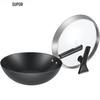 SUPOR 34cm Cast Iron Wok with Standing Lid and Spatula