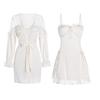 Pajamas Sexy for Women, Satin V Tie, Breast Pad, Lace Suspenders, Tempting Nightgown, Robe, Home Wear
