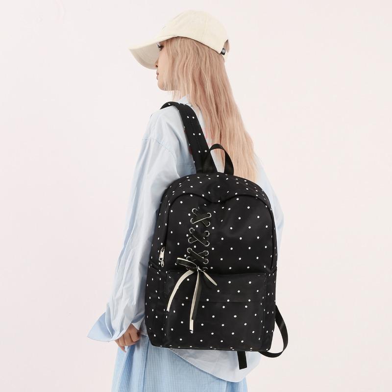 New Solid Color Nyl Round Dot Backpack Student Versatile Casual Backpacks 2026 Fashi Large Capacity Commuting Bags for Women