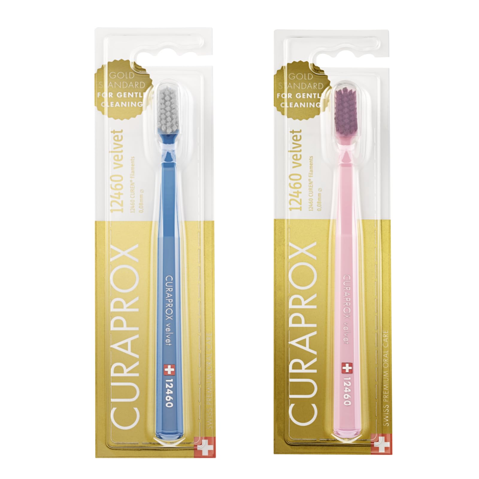 CURAPROX Toothbrush CS12460 Assorted Blister Pack Set of Velvet, 12,460 Bristles, (Random Colors, 2)