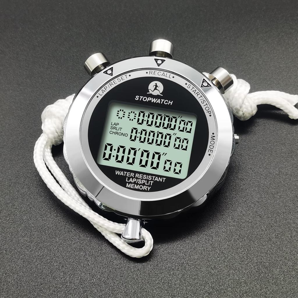 Rolilink Metal Stopwatch for Waterproof Stopwatch with Timer for Sports and Competitions Stopwatch, Sports, (10 Laps)