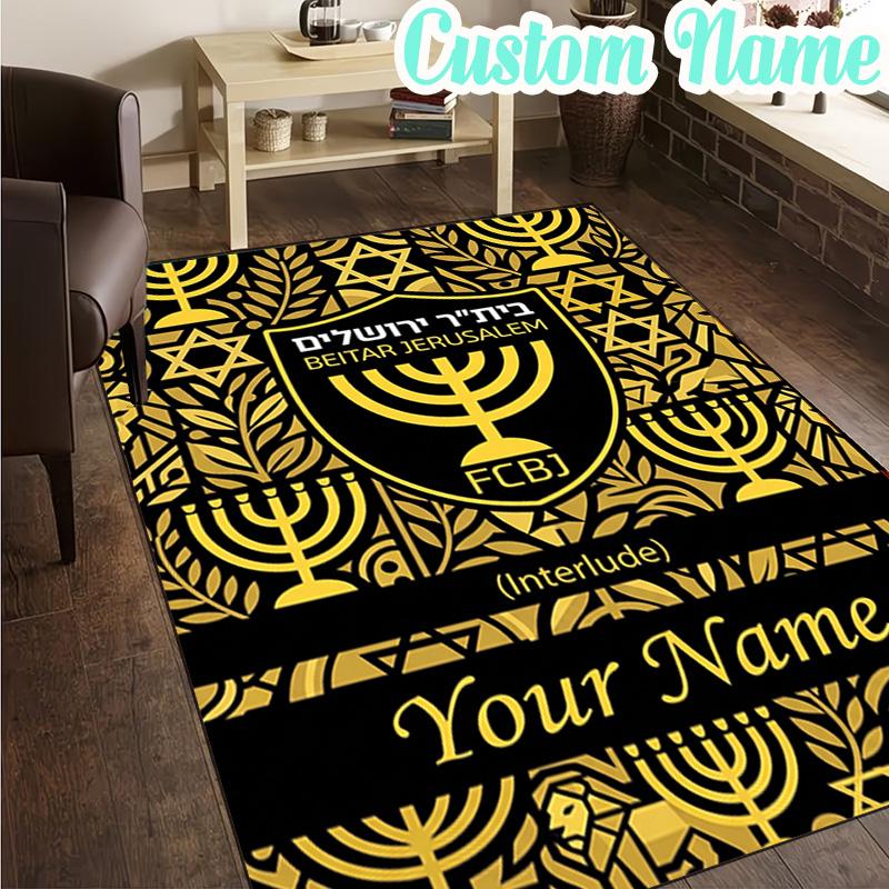 Custom Name Jerusalem Fc Logo Design  Rug, Office Rug, Chair Rug, Carpet for Living Rooms, Doormat Game Rug Home Decor Christmas Gifts