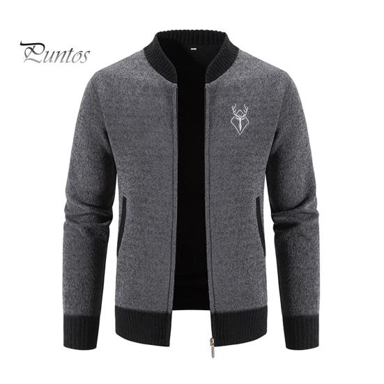 

Осенне-зимний свитер, пальто с боковыми карманами, круглым вырезом, застежкой-молнией, облегающий крой, утолщенные длинные рукава, вышивка, повседневная одежда, куртка для работы и свиданий M серый