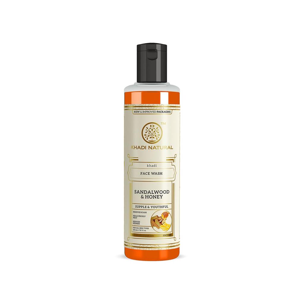 KHADI NATURAL Sandalwood Honey Face Wash Gentle Cleansing Hydrating Daily Skincare For Radiant Soft Skin 210 Ml