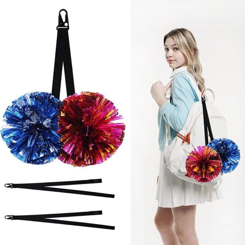 Cheerleader Poms Holder Cheerleading Accessory Adjustable Cheer Pom Straps Storage Equipment (Poms NOT Included)