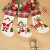 Jute Christmas Stockings Gift Bags with Santa, Reindeer & Snowman Decorations