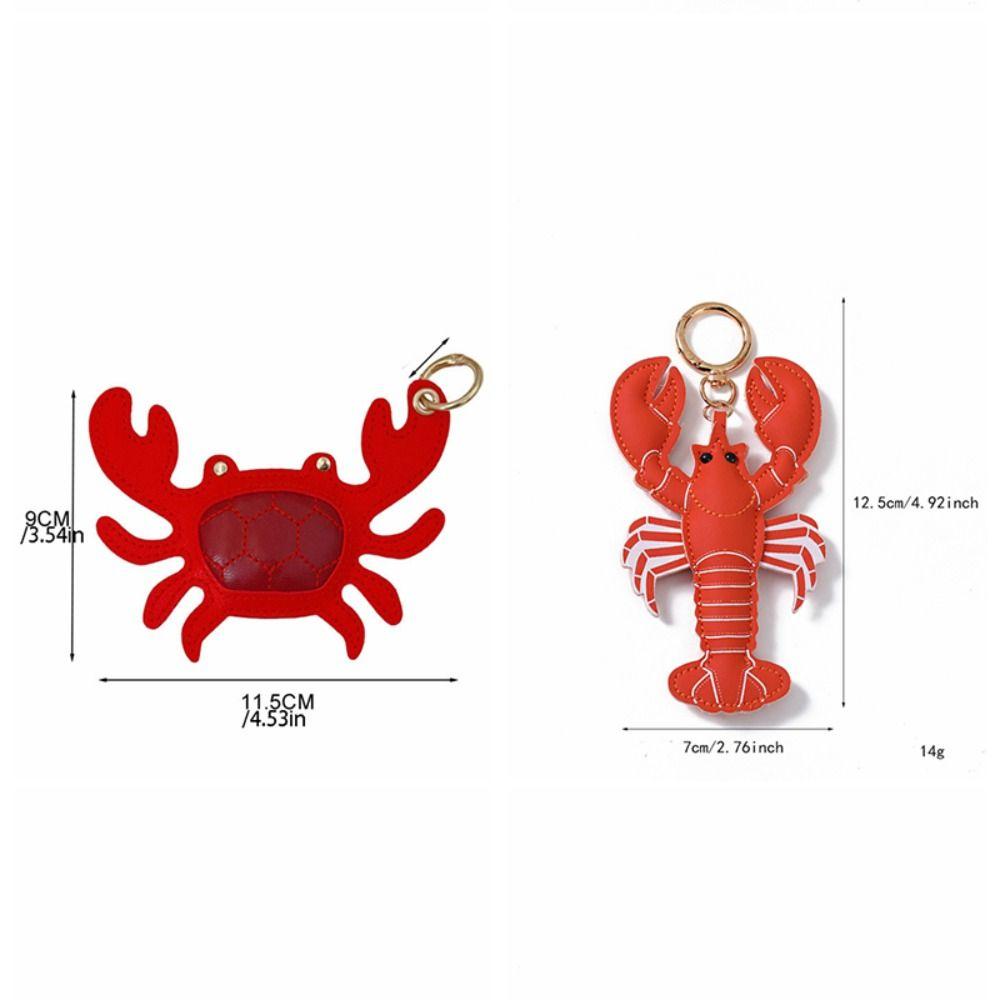 Cute Pu Crab Keychain Summer Bag Charm Multi-color Pu Leather Lobster Pendant  Bag Ornament