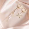 Summer Beach Vacation Style New Detachable Dual-purpose Starfish Tassel Imitation Pearl Asymmetric Earrings