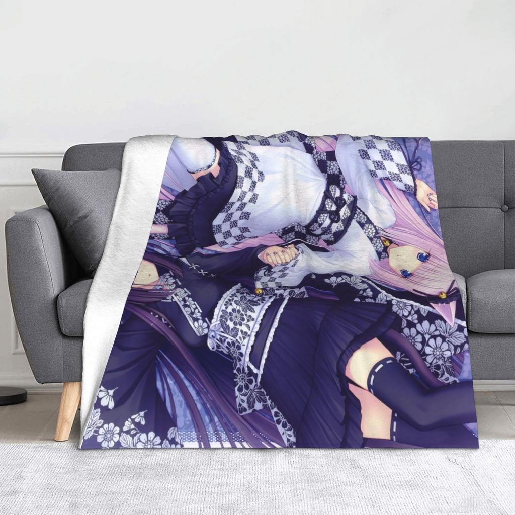 Nekopara Coconut Cinnamon Azuki Flannel Blanket Anime Chocola Vanilla Sexy Gir Vintage Throw Blankets for Home 150*125cm Quilt