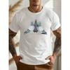 Mens Geometric Three Pigeons Print Crew Neck TShirt Lightweight Summer Casual Tee with Unique Color Patterns