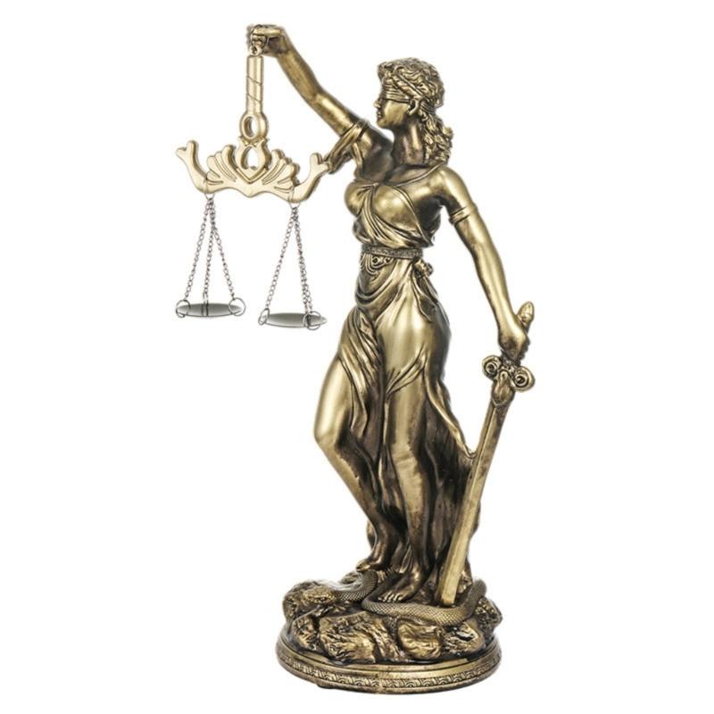Justice Goddess Sculpture Blindfolded Law Lady Resins Figurine Fairness Woman Statue with Scale for Lawyers Decors Gift