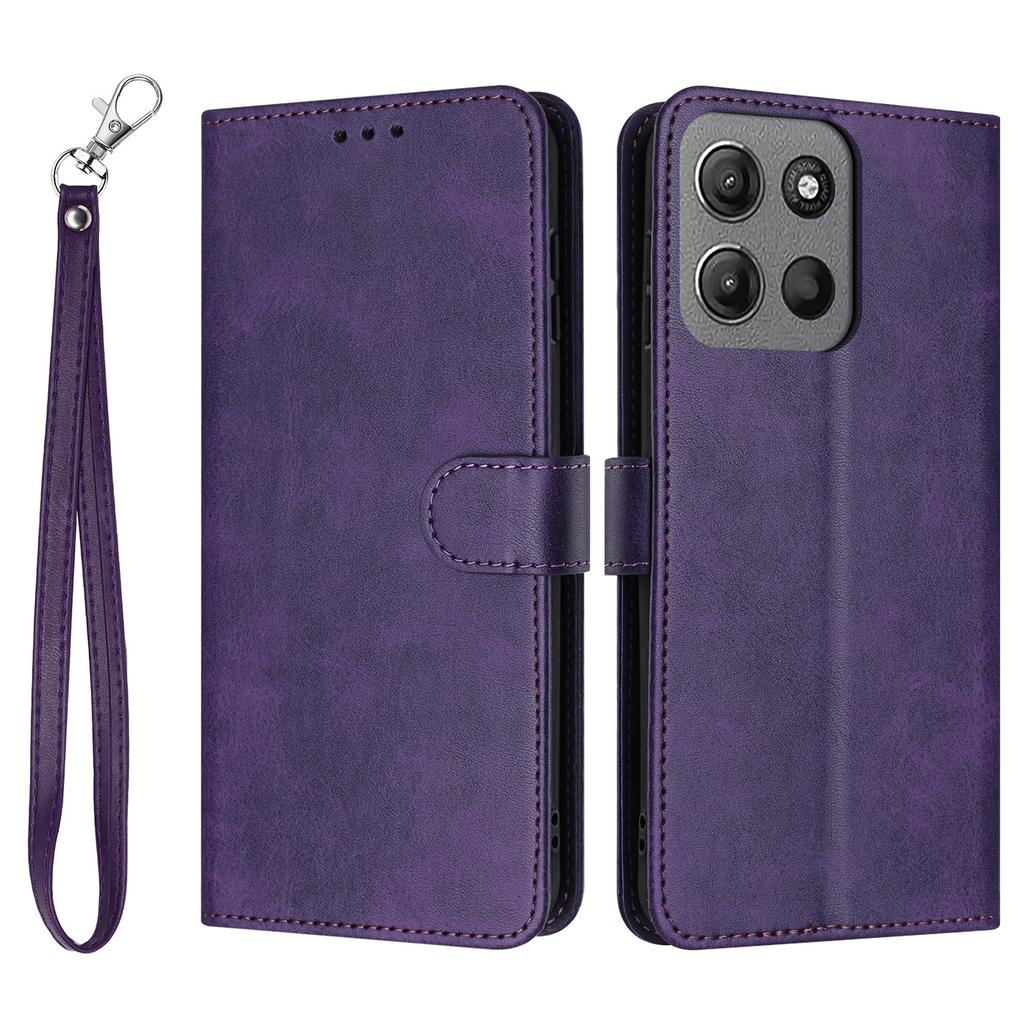 For Motorola Moto G15 4G Case Flip Stand PU Leather Wallet Phone Cover Calf Texture