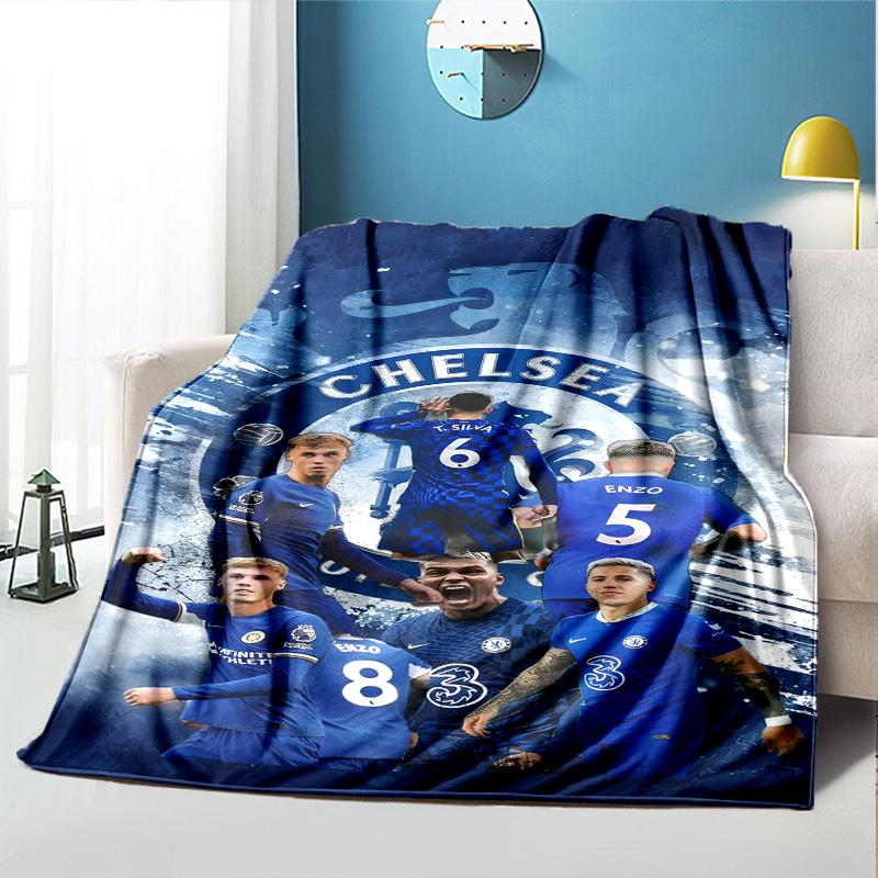 Chelsea F.C Pattern Blanket for Home Decoration, Bed, Sofa, Car Travel, Camping, Suitable for All Seasons, Birthday Christmas Gift