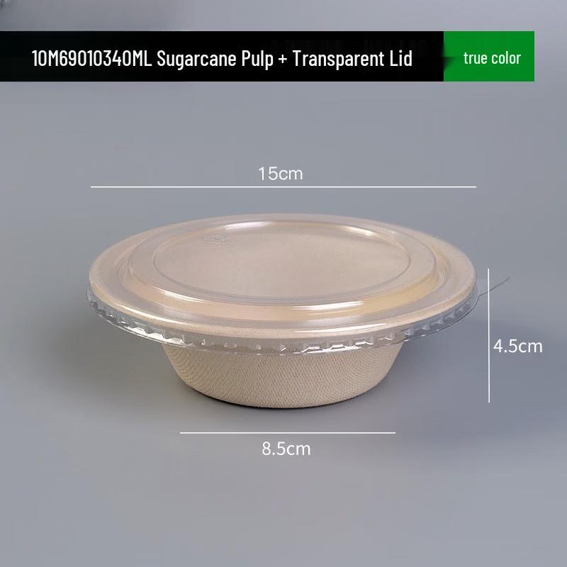 Yuzhuxun 340ml Disposable Rectangular Pulp Cold Brew Yogurt Bowls with Lids, 100-Pack